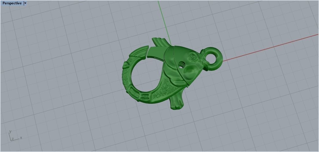 lock carabiner fish 3D print model_5