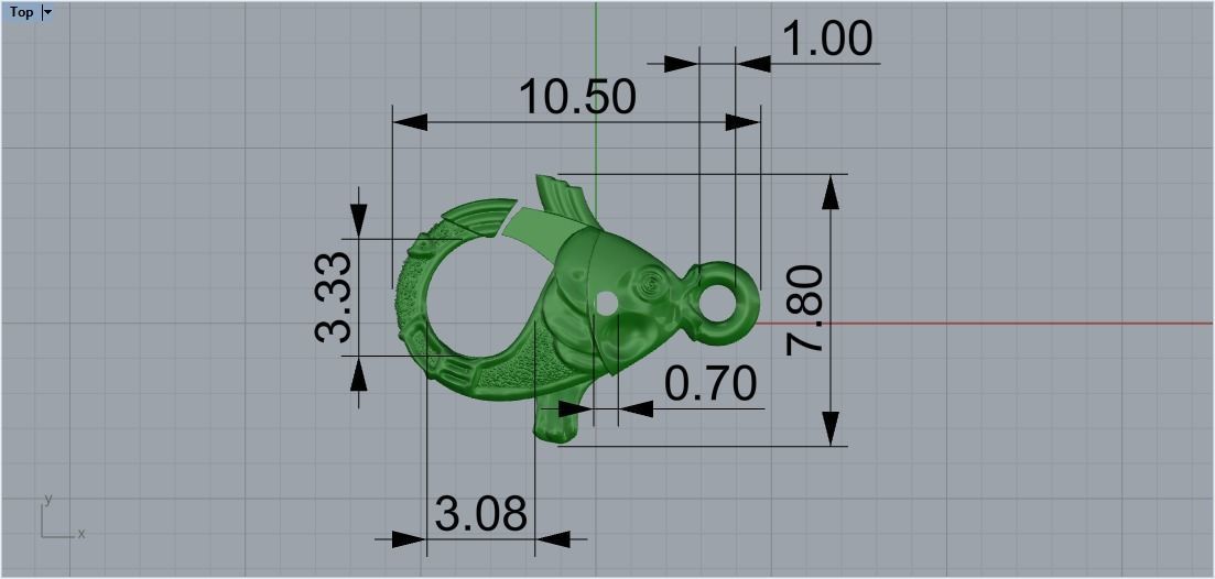 lock carabiner fish 3D print model_9