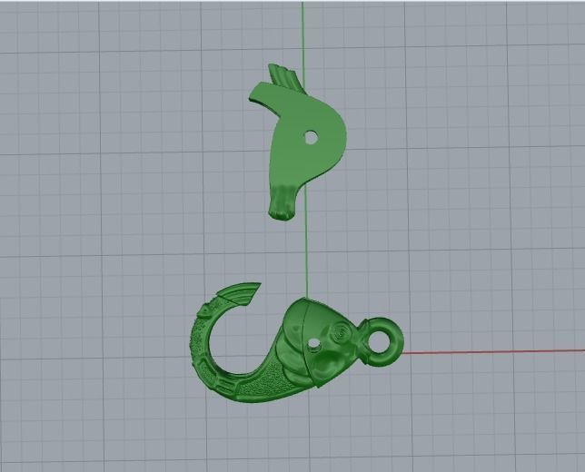 lock carabiner fish 3D print model_11