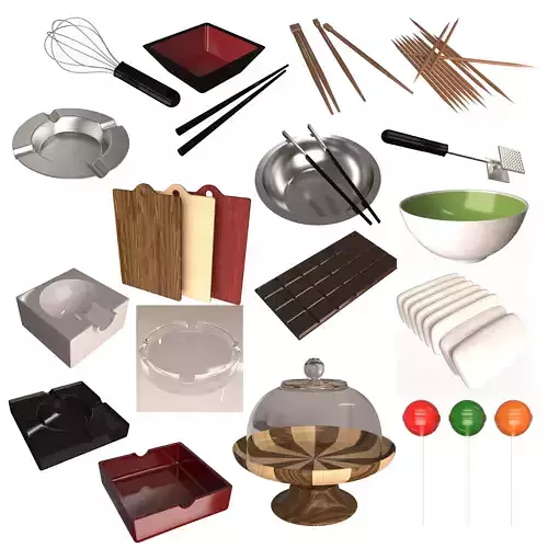 Food and Tableware Collection Low-poly 3D model