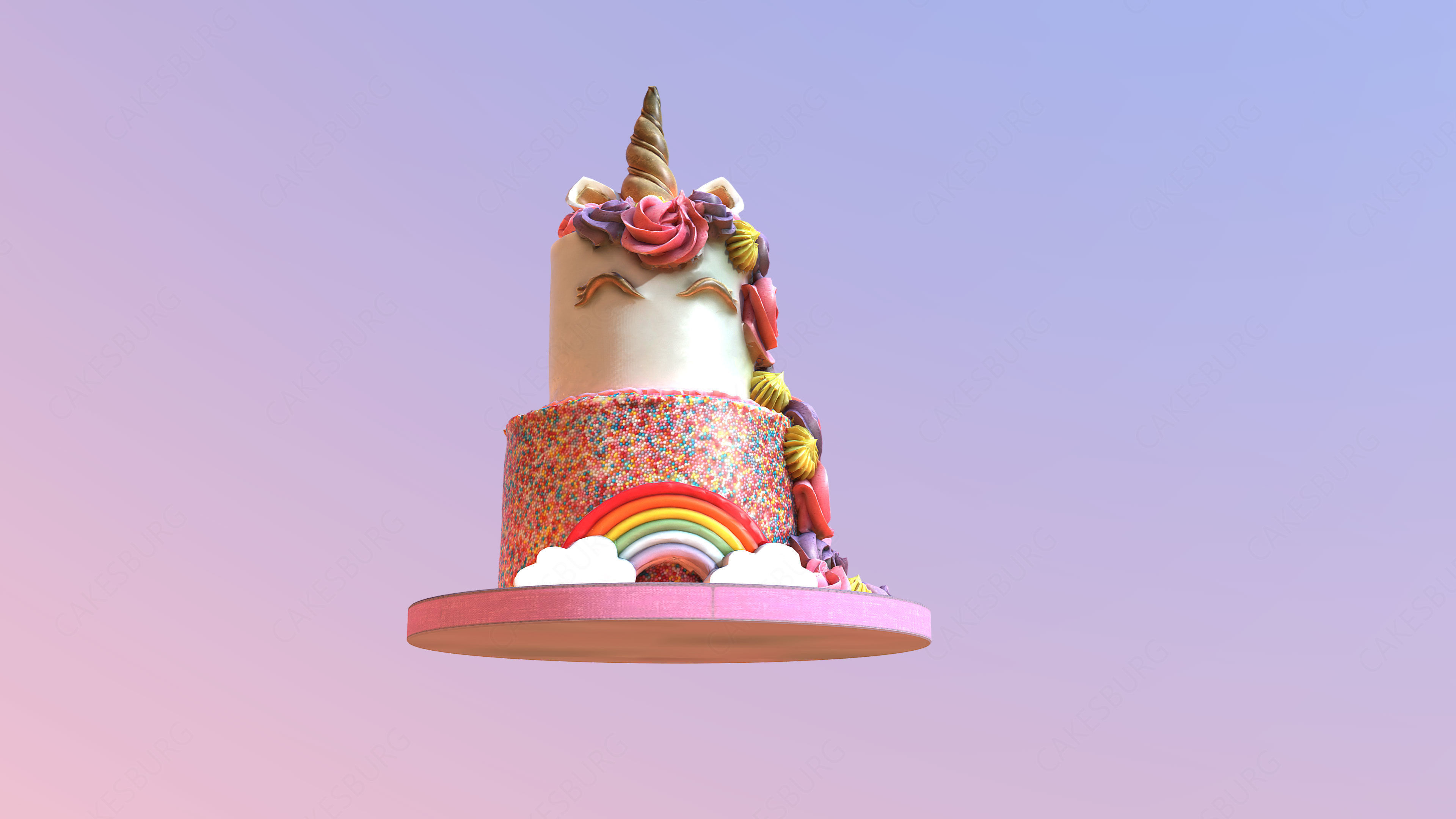 Tiered Unicorn Cake 3D model_4
