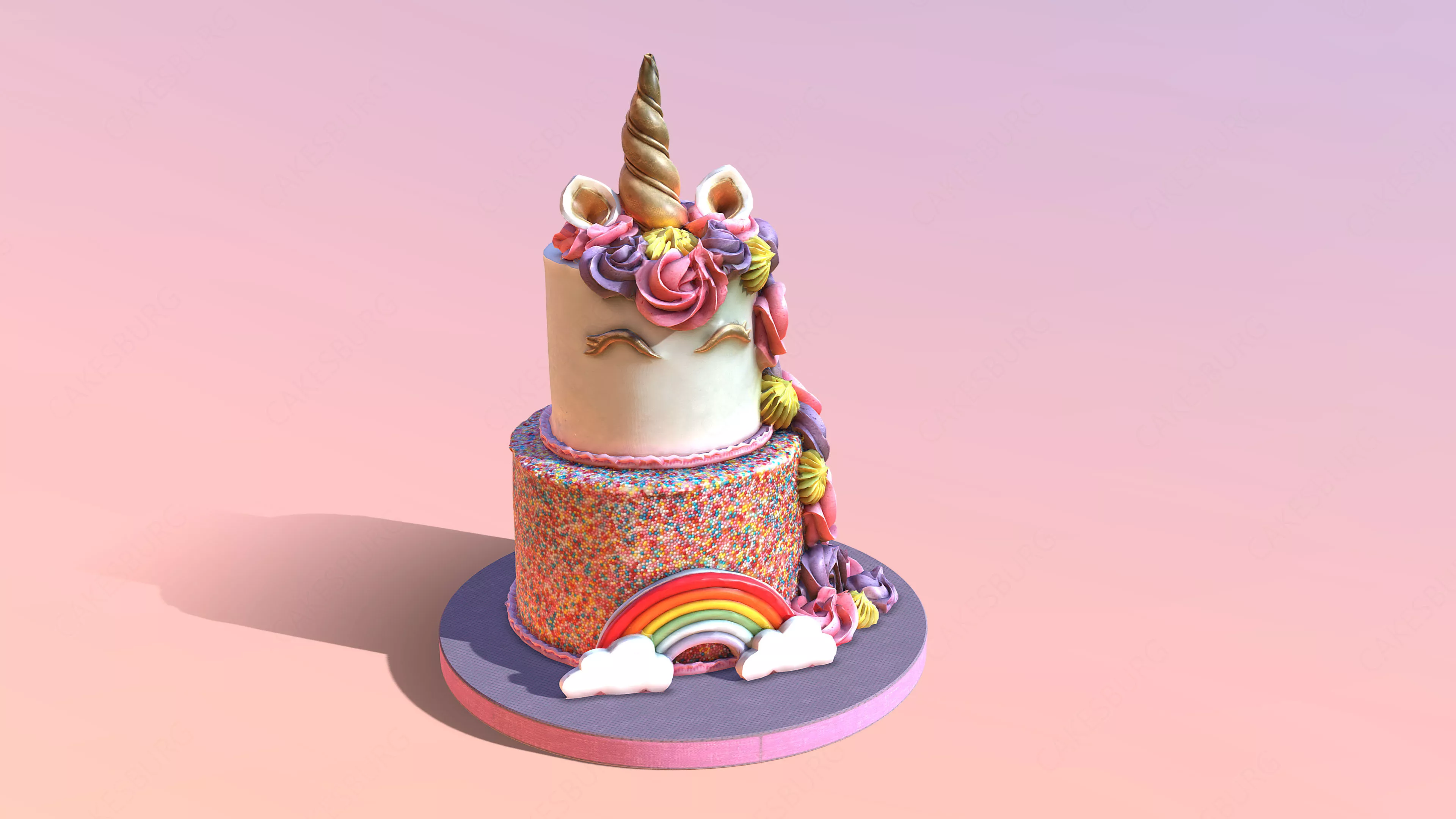 Tiered Unicorn Cake 3D model