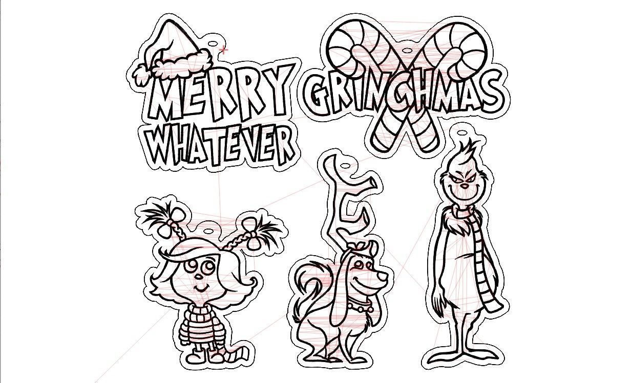 GRINCH - Xmas Christmas ornament - laser cutting and engraving  3D print model_10