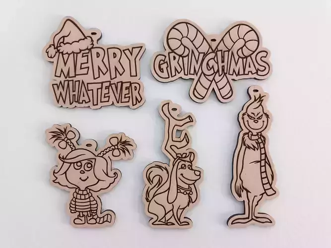 GRINCH - Xmas Christmas ornament - laser cutting and engraving  3D print model
