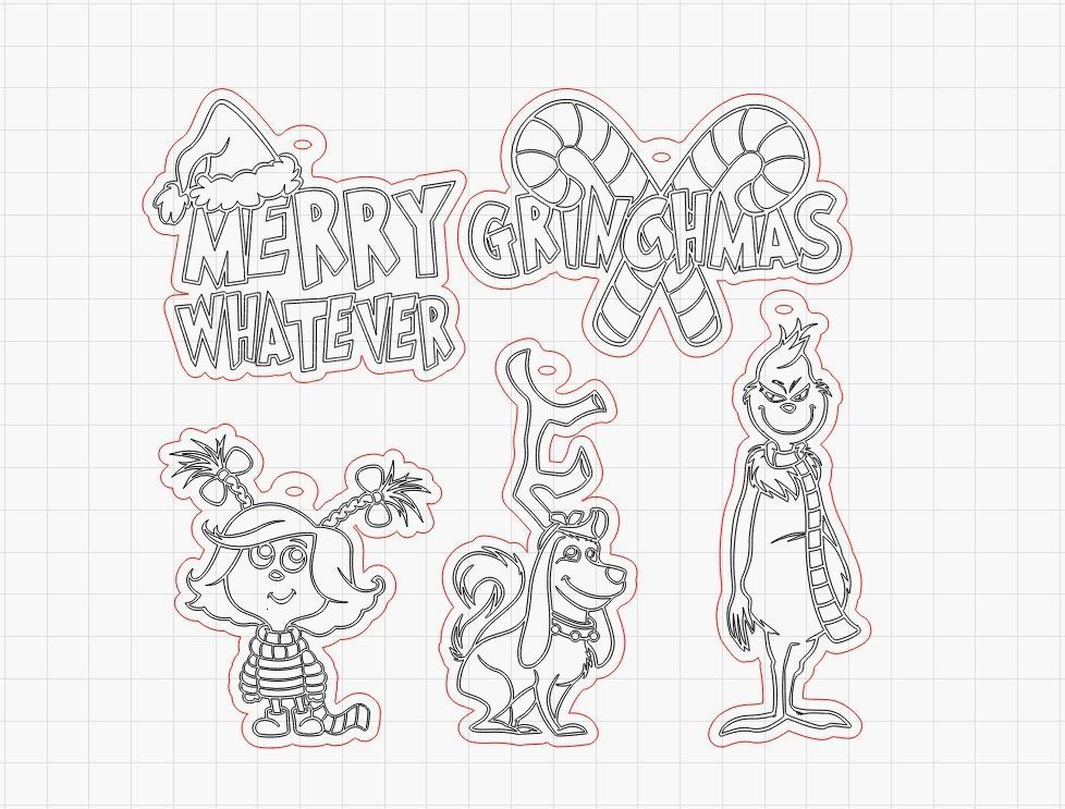 GRINCH - Xmas Christmas ornament - laser cutting and engraving  3D print model_7