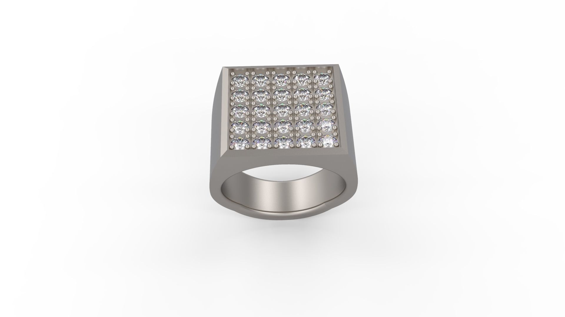 Man Signet Ring With Diamonds 3D print model_4