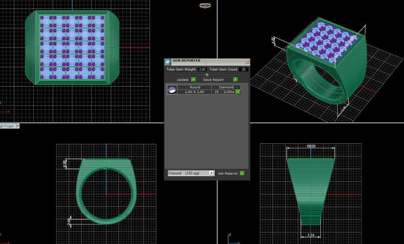 Man Signet Ring With Diamonds 3D print model_5