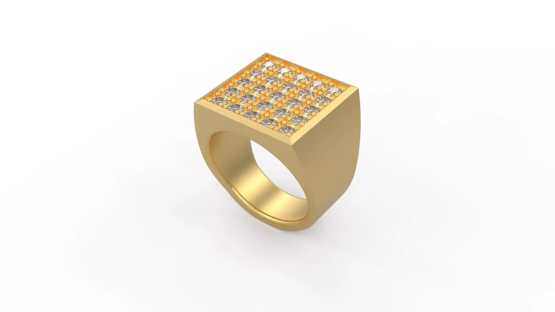 Man Signet Ring With Diamonds 3D print model_0