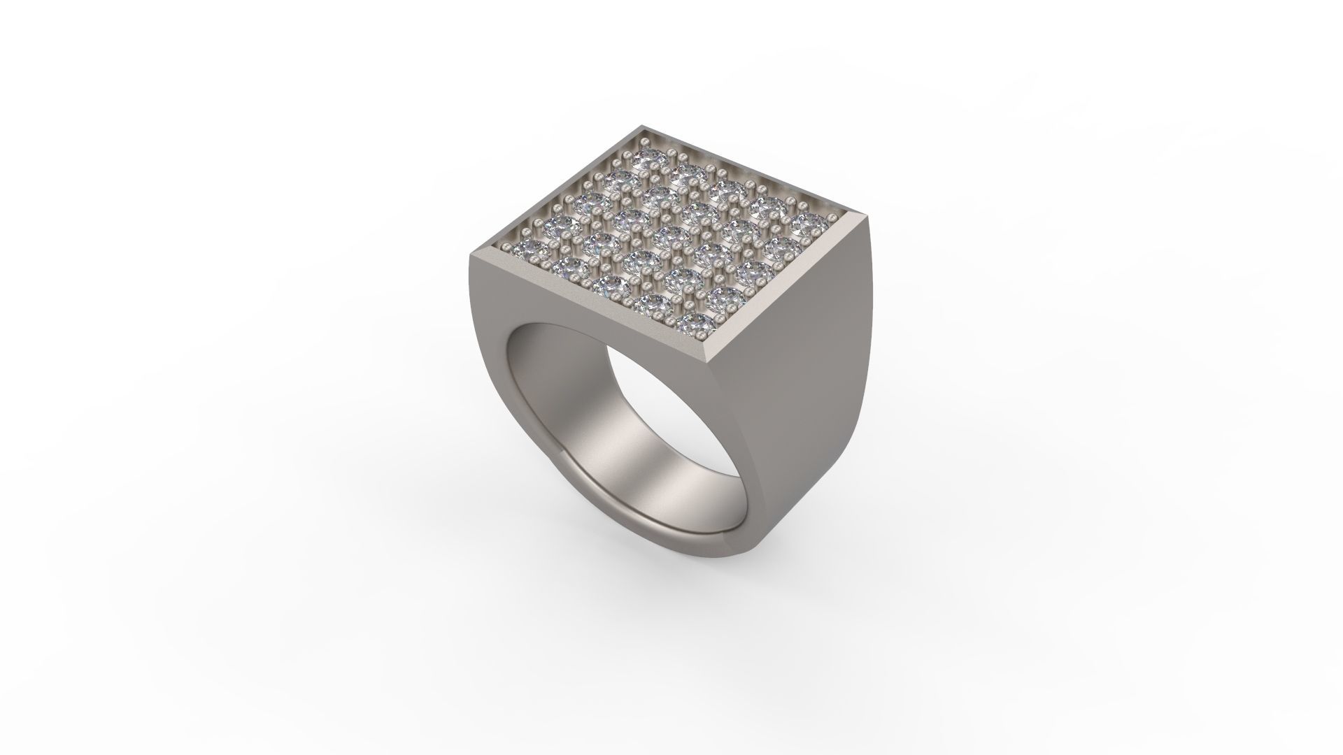 Man Signet Ring With Diamonds 3D print model_1