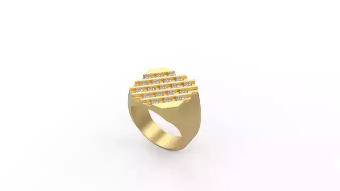 Man Signet Ring With Diamonds US