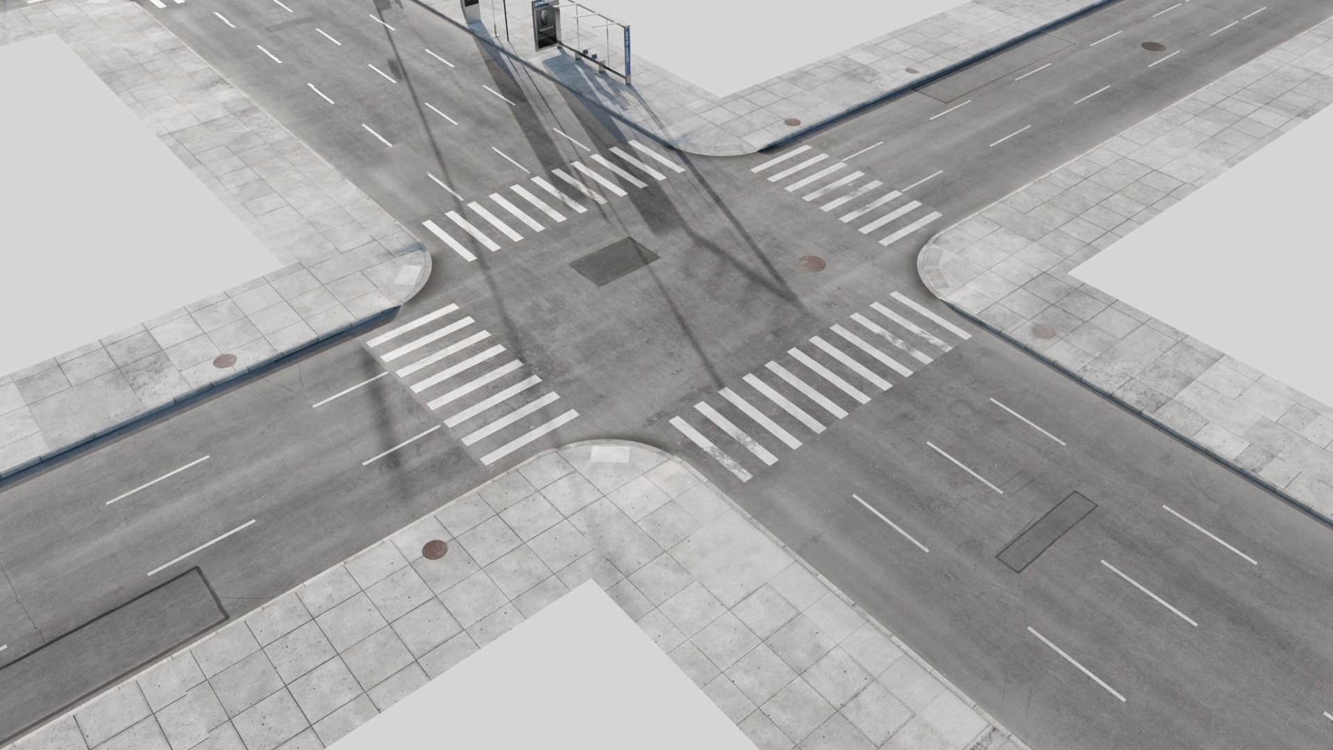  City Roads Low-poly 3D model_4
