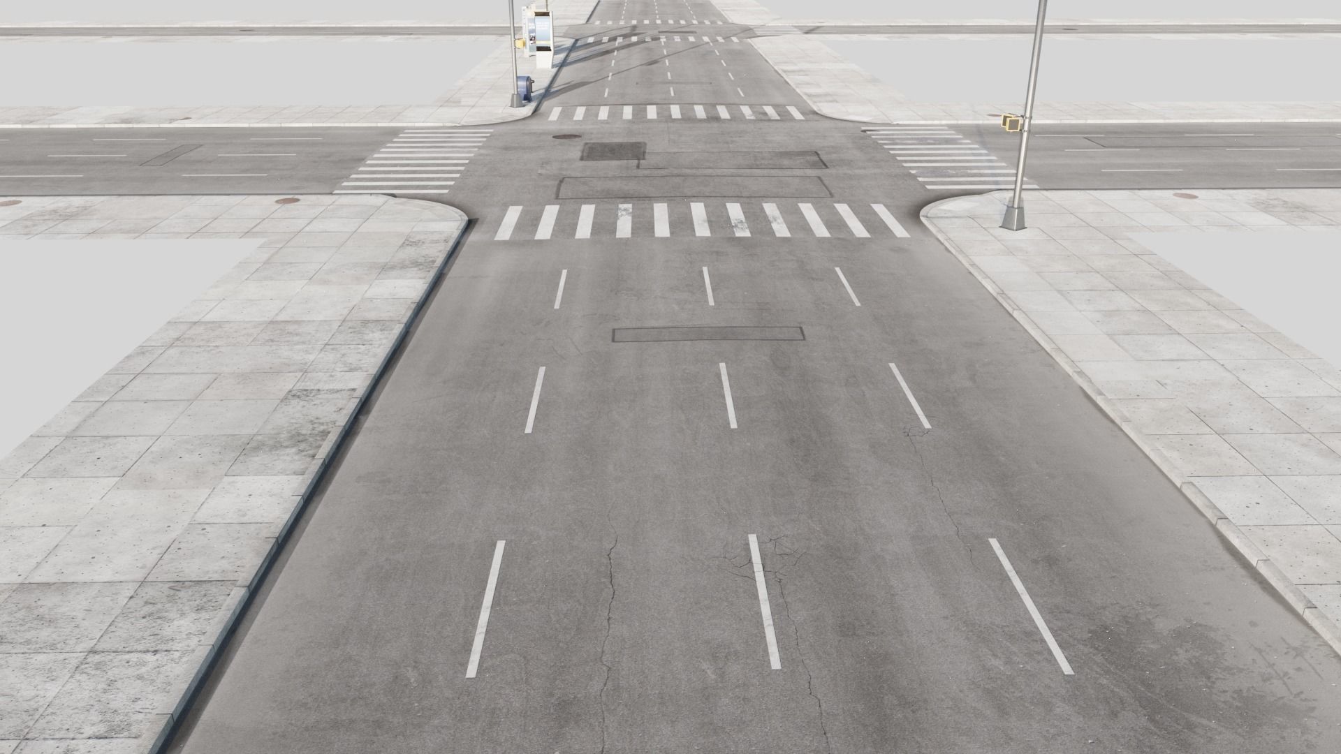  City Roads Low-poly 3D model_1