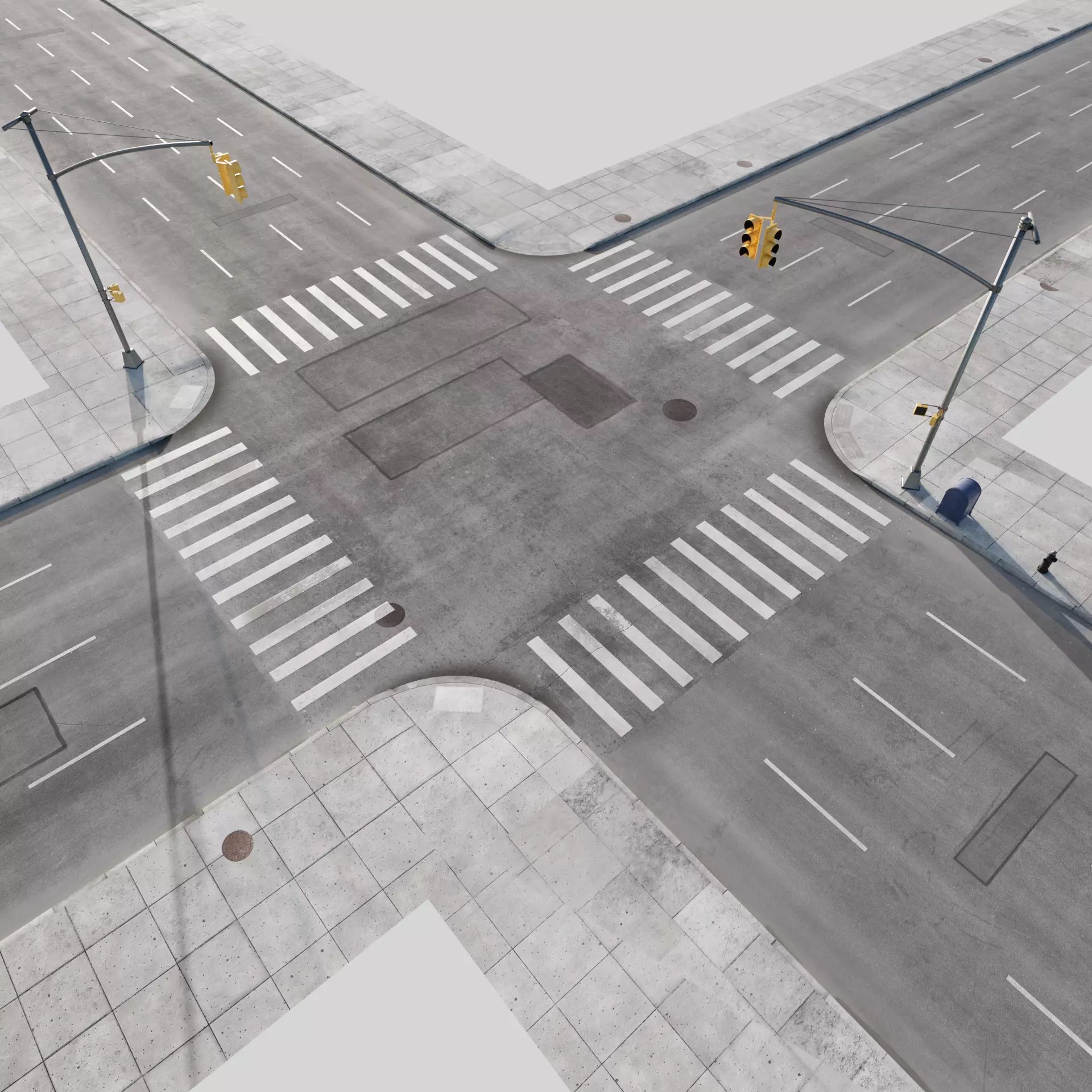  City Roads Low-poly 3D model_0