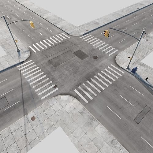  City Roads Low-poly 3D model