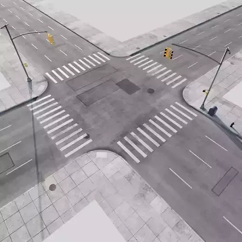  City Roads Low-poly 3D model