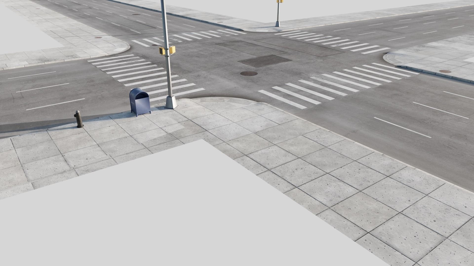  City Roads Low-poly 3D model_2