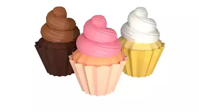 Sweet Cupcakes 3D Composition 3D model