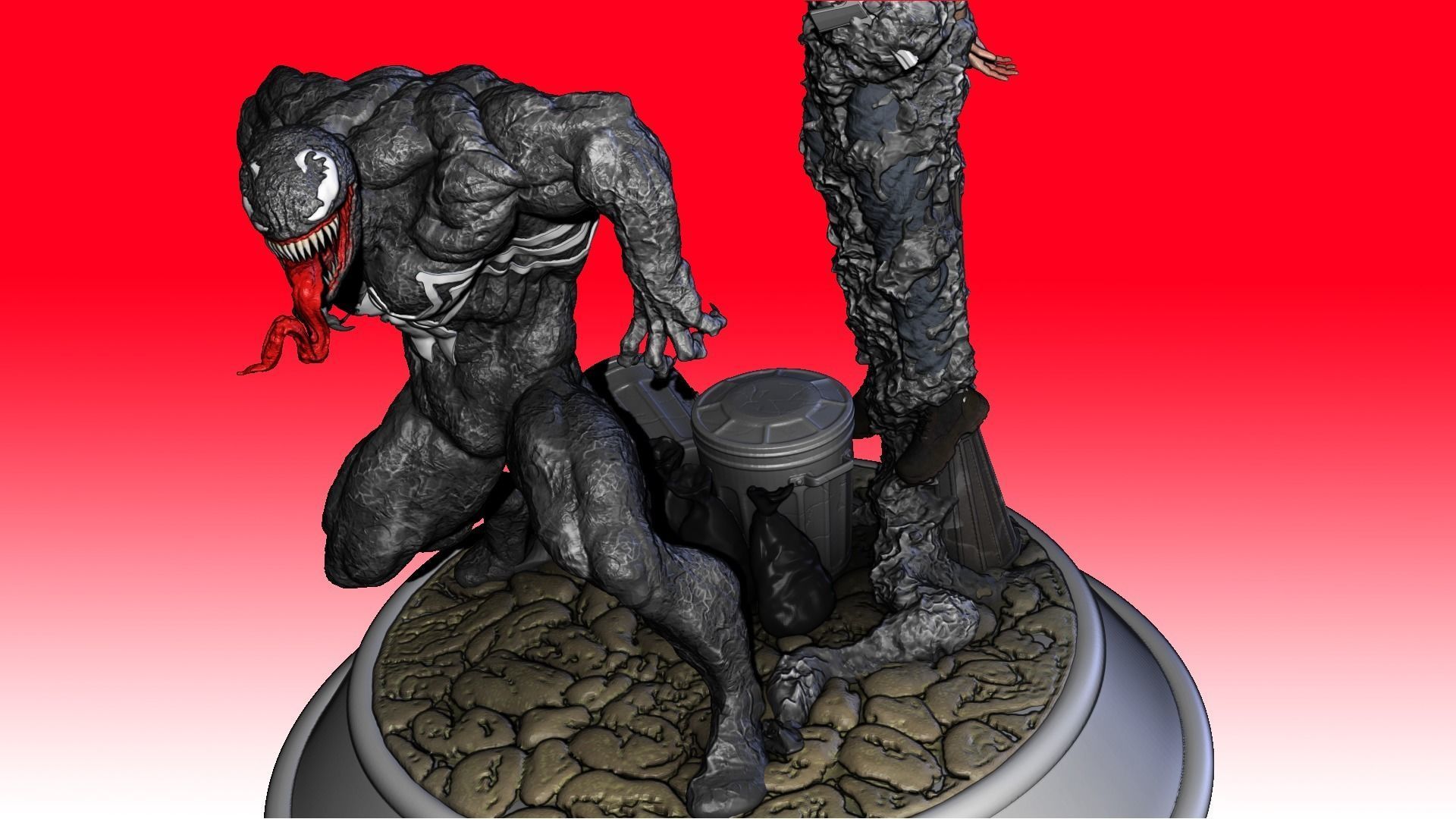venom statue of man holding torch 3D print model_9