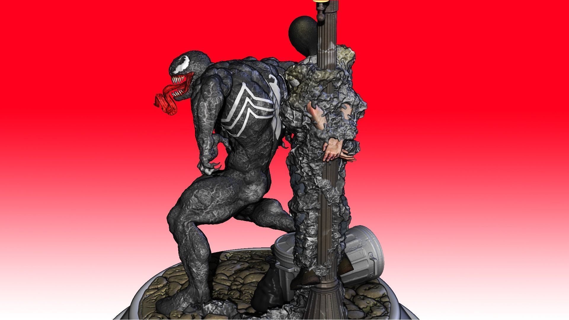 venom statue of man holding torch 3D print model_4