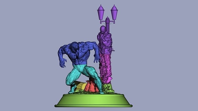 venom statue of man holding torch 3D print model