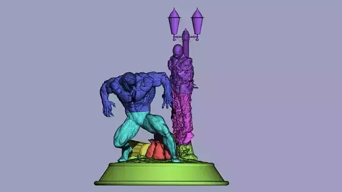 venom statue of man holding torch 3D print model