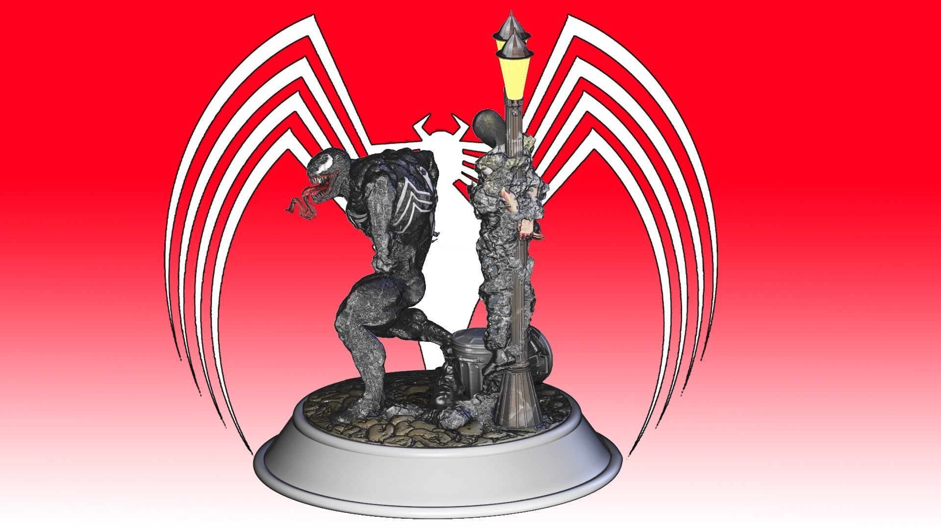 venom statue of man holding torch 3D print model_5