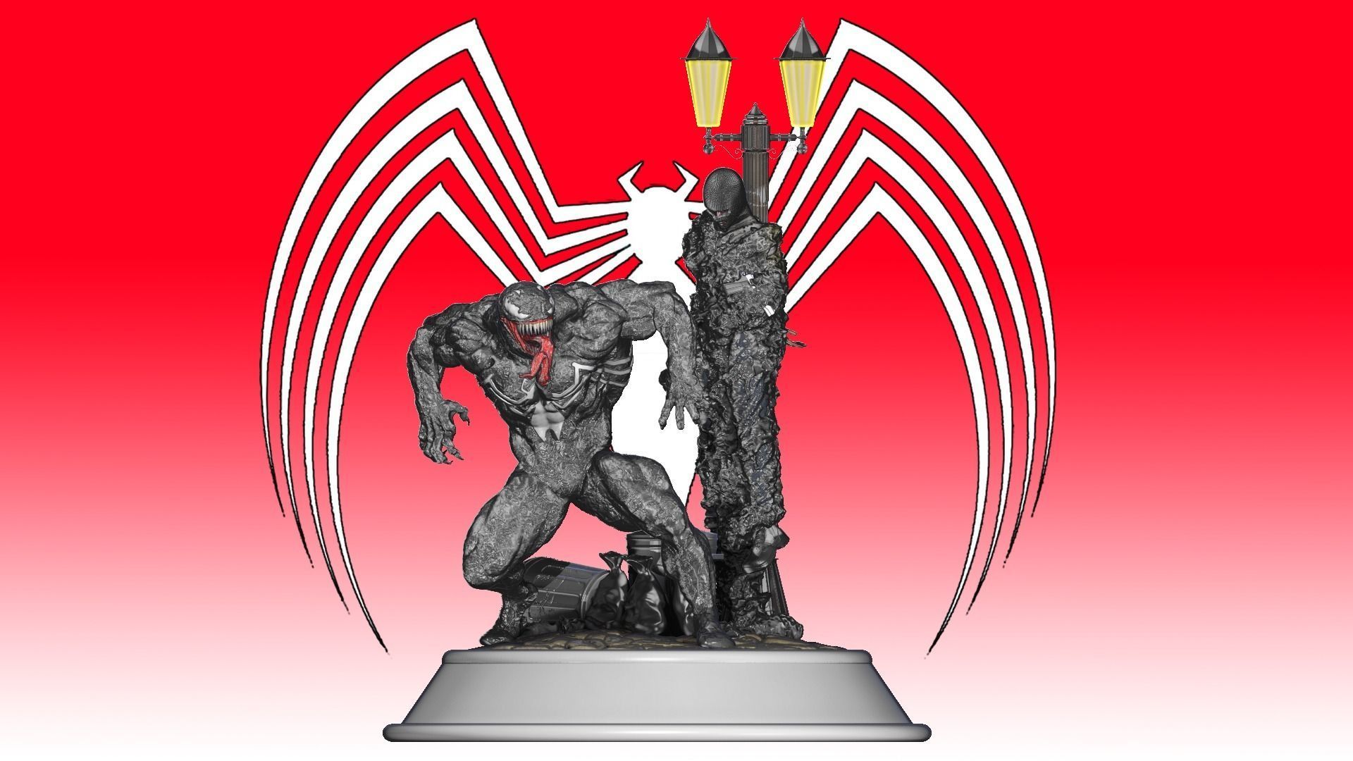 venom statue of man holding torch 3D print model_6