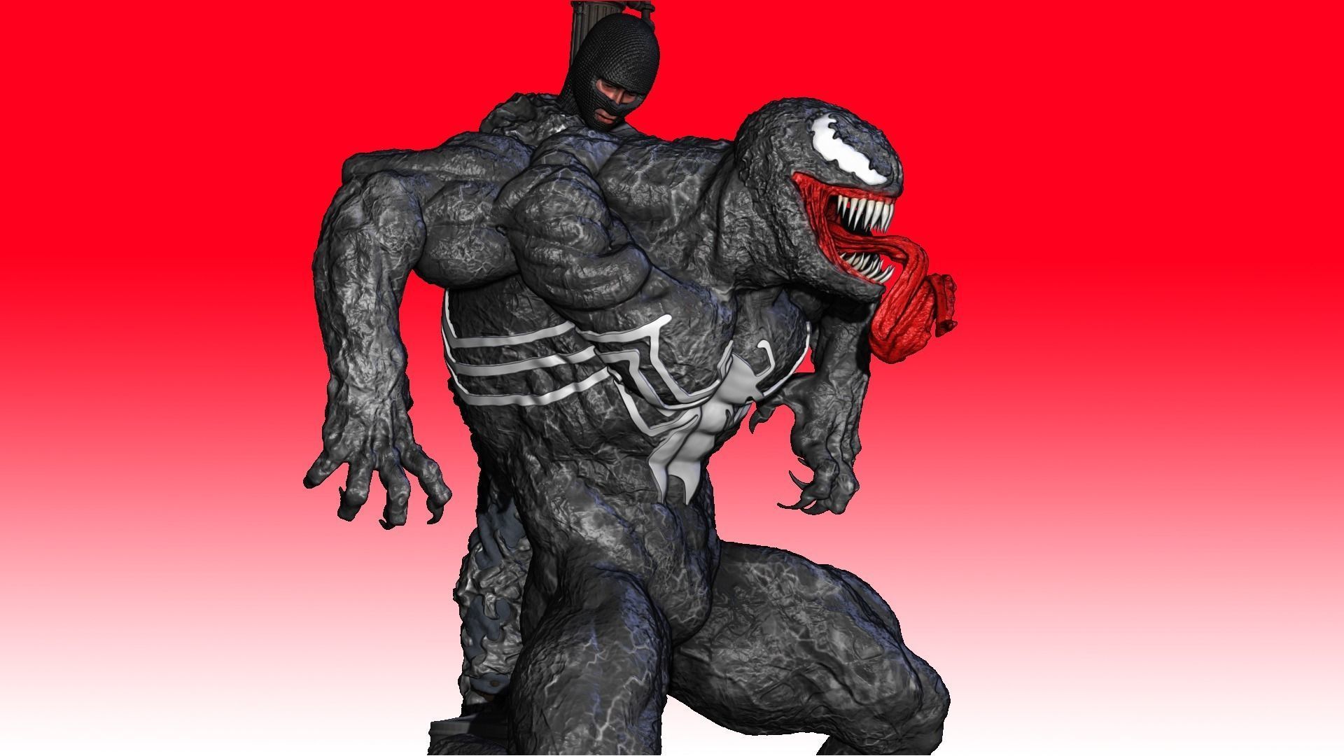 venom statue of man holding torch 3D print model_8