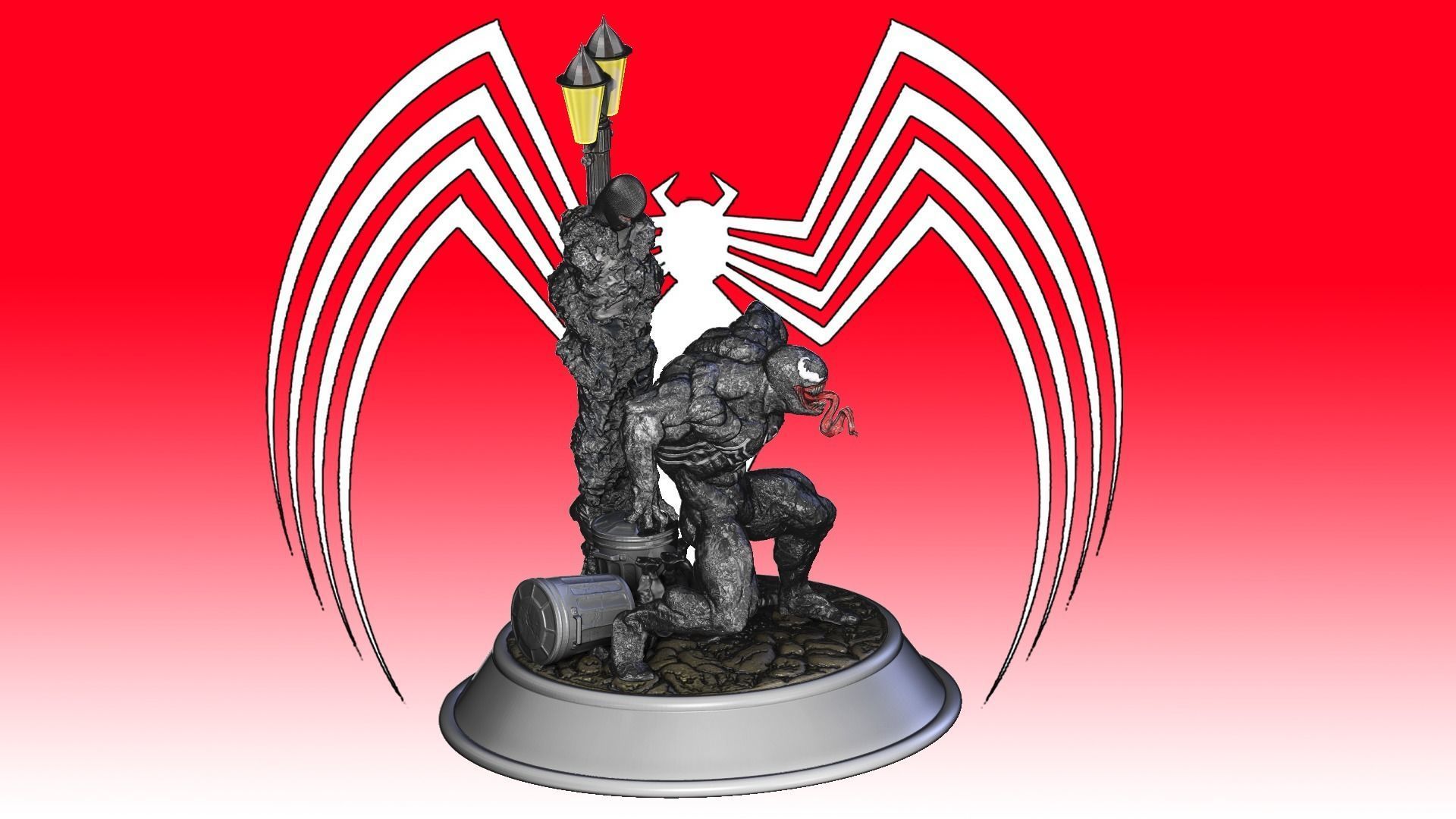 venom statue of man holding torch 3D print model_3