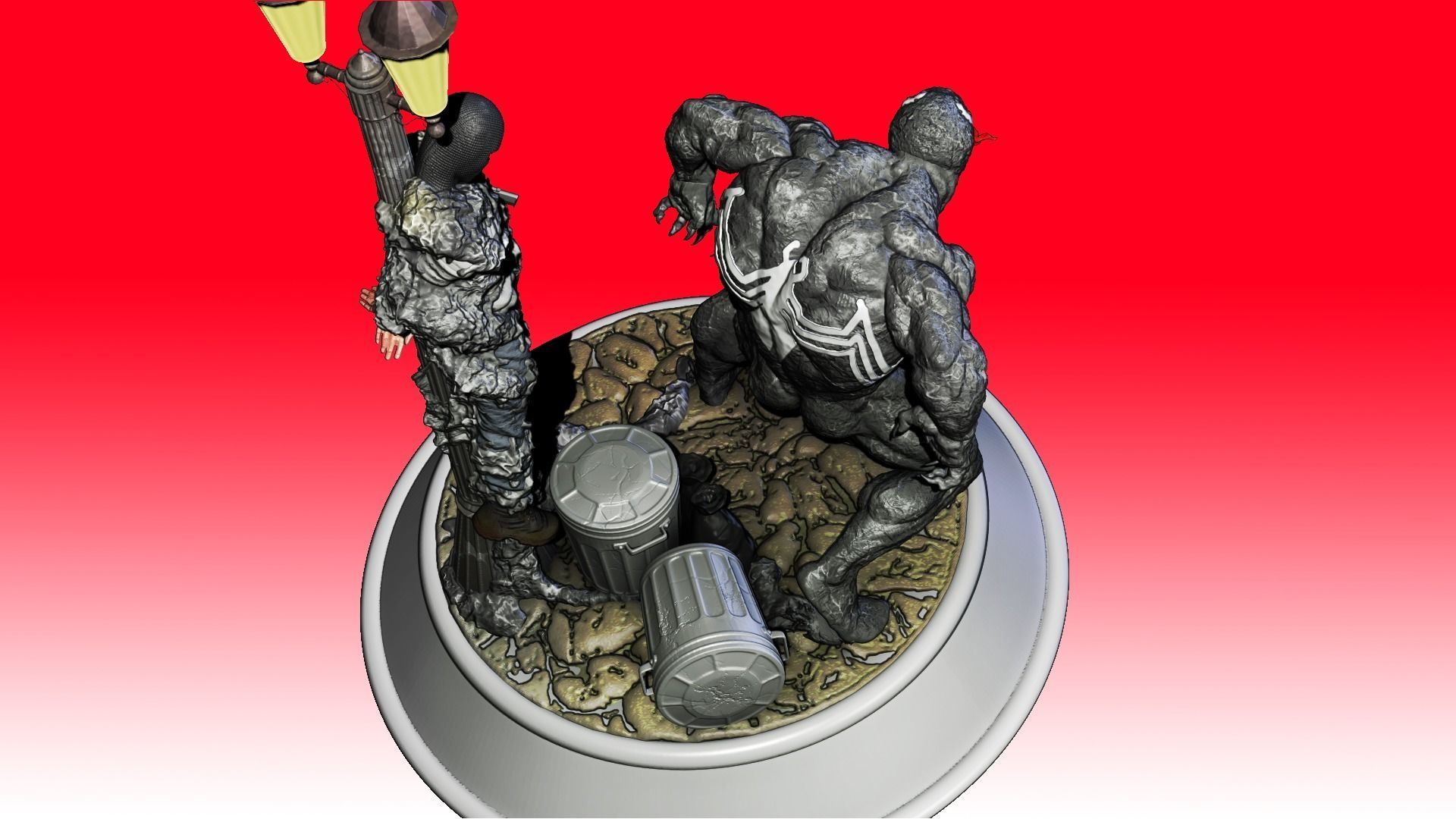 venom statue of man holding torch 3D print model_10