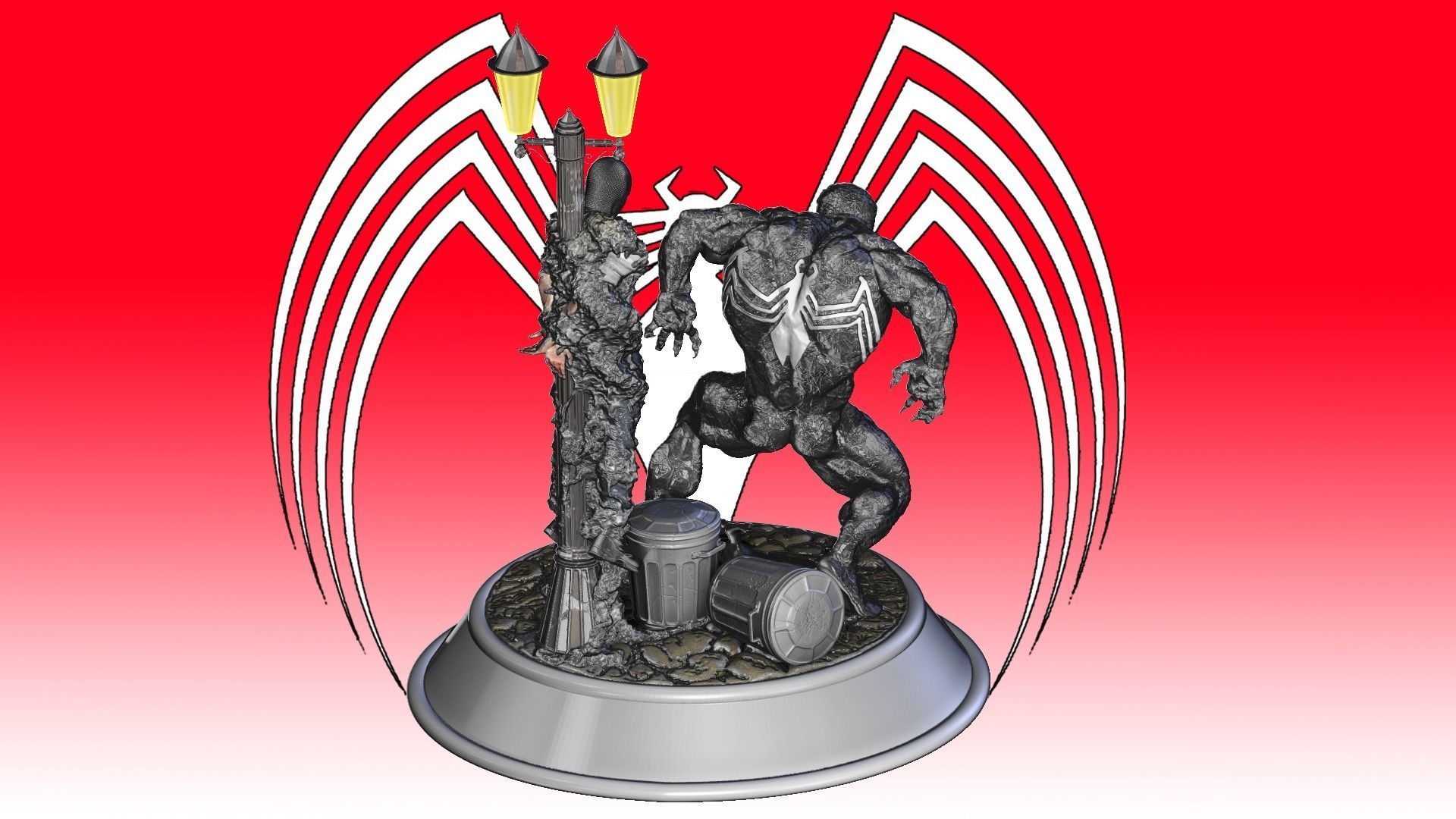 venom statue of man holding torch 3D print model_7