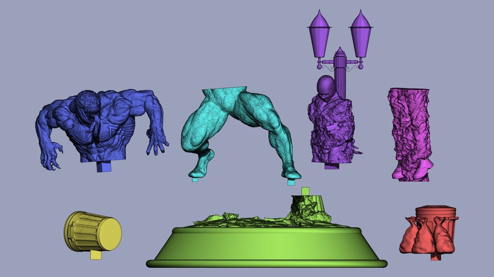 venom statue of man holding torch 3D print model_1