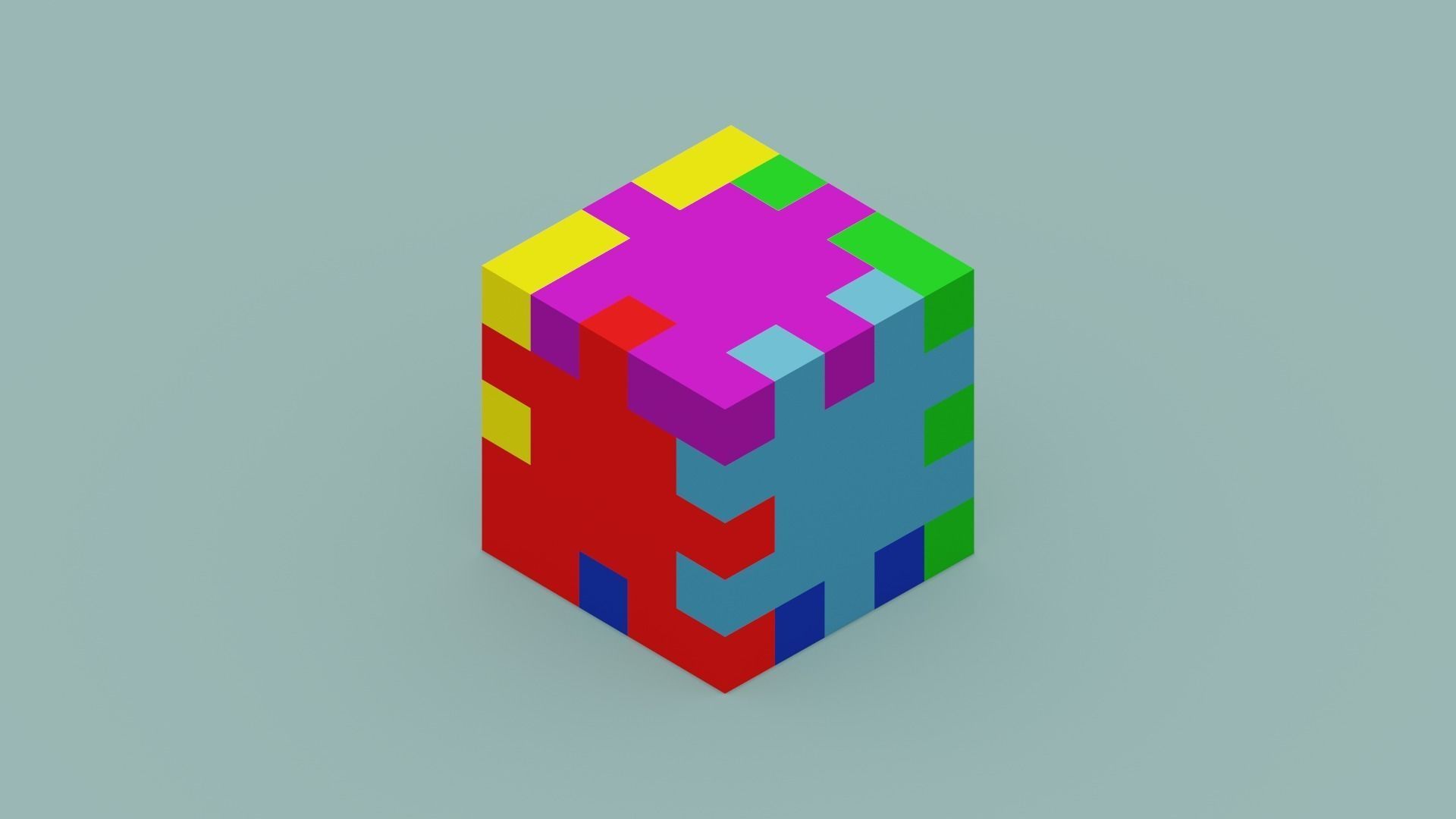 Cube Puzzle Low-poly 3D model_5