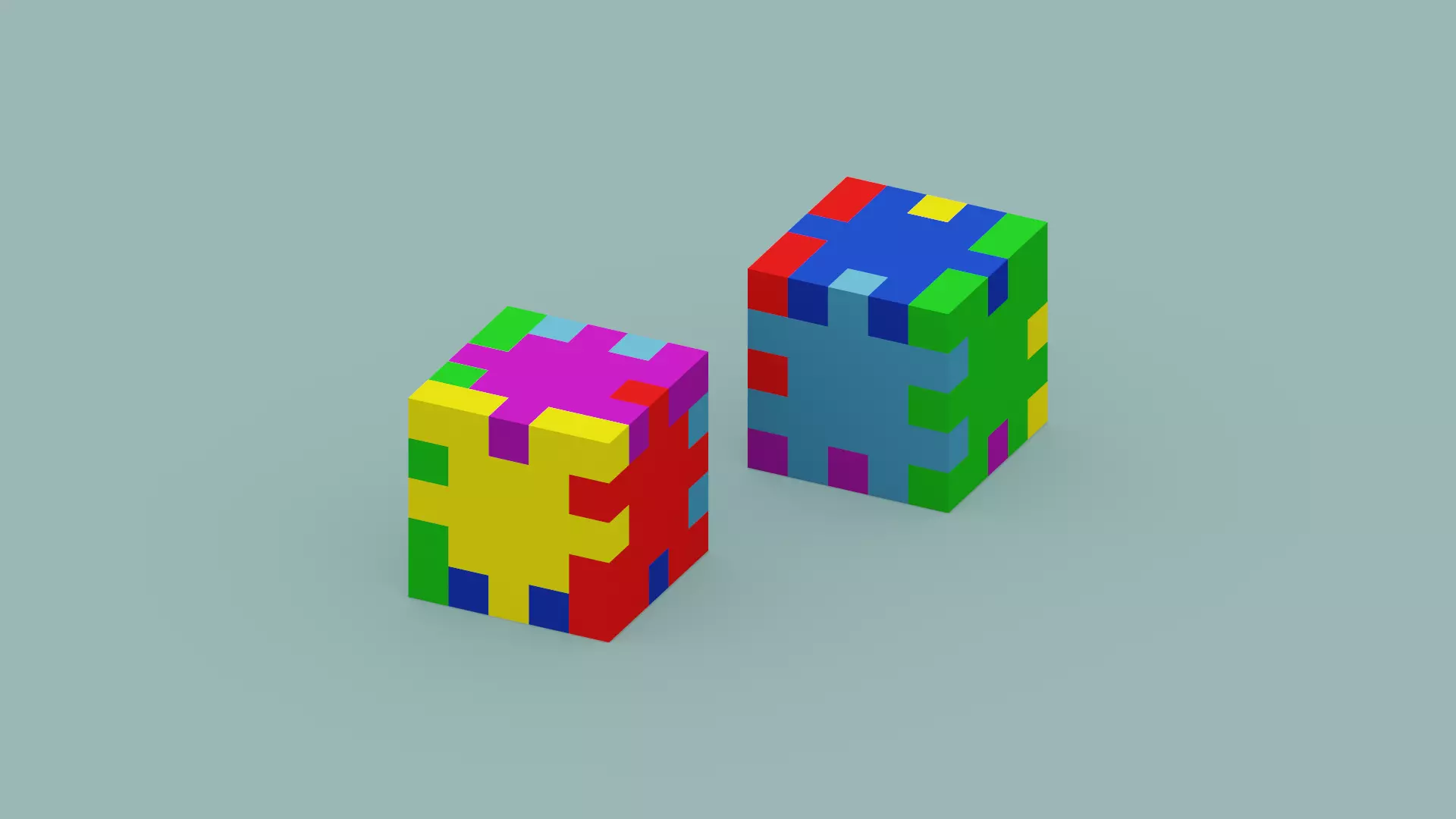 Cube Puzzle Low-poly 3D model_0