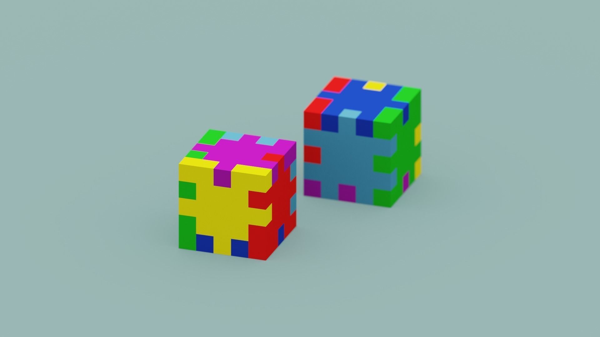 Cube Puzzle Low-poly 3D model_6