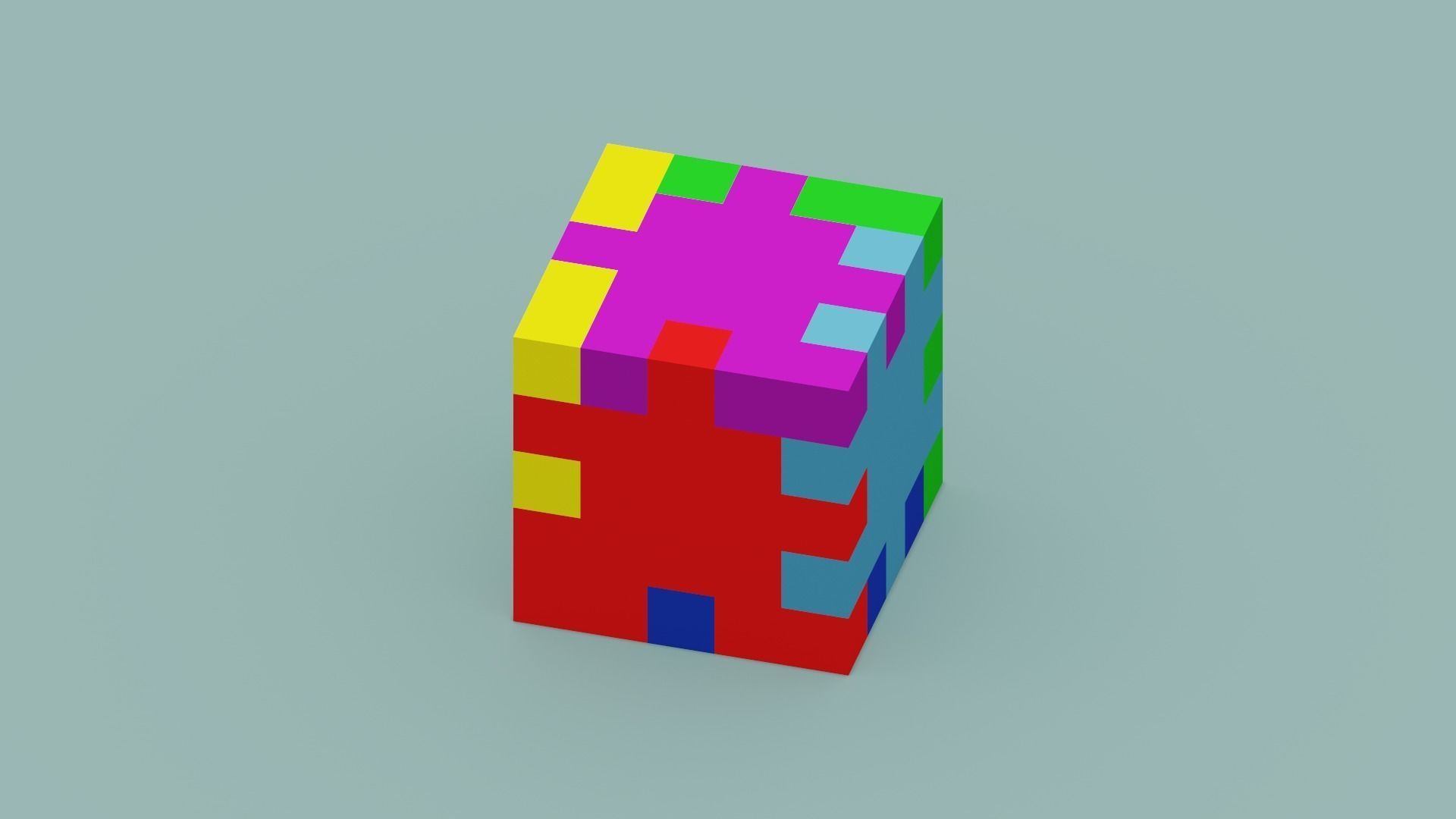 Cube Puzzle Low-poly 3D model_1