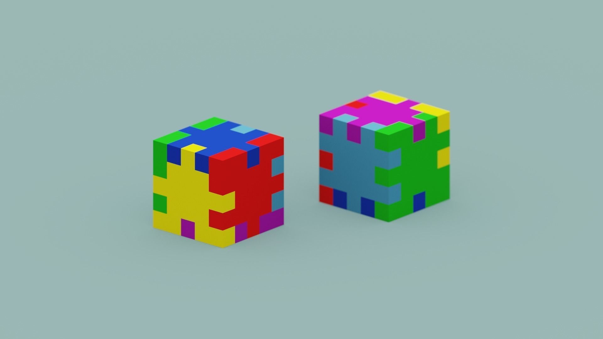 Cube Puzzle Low-poly 3D model_11