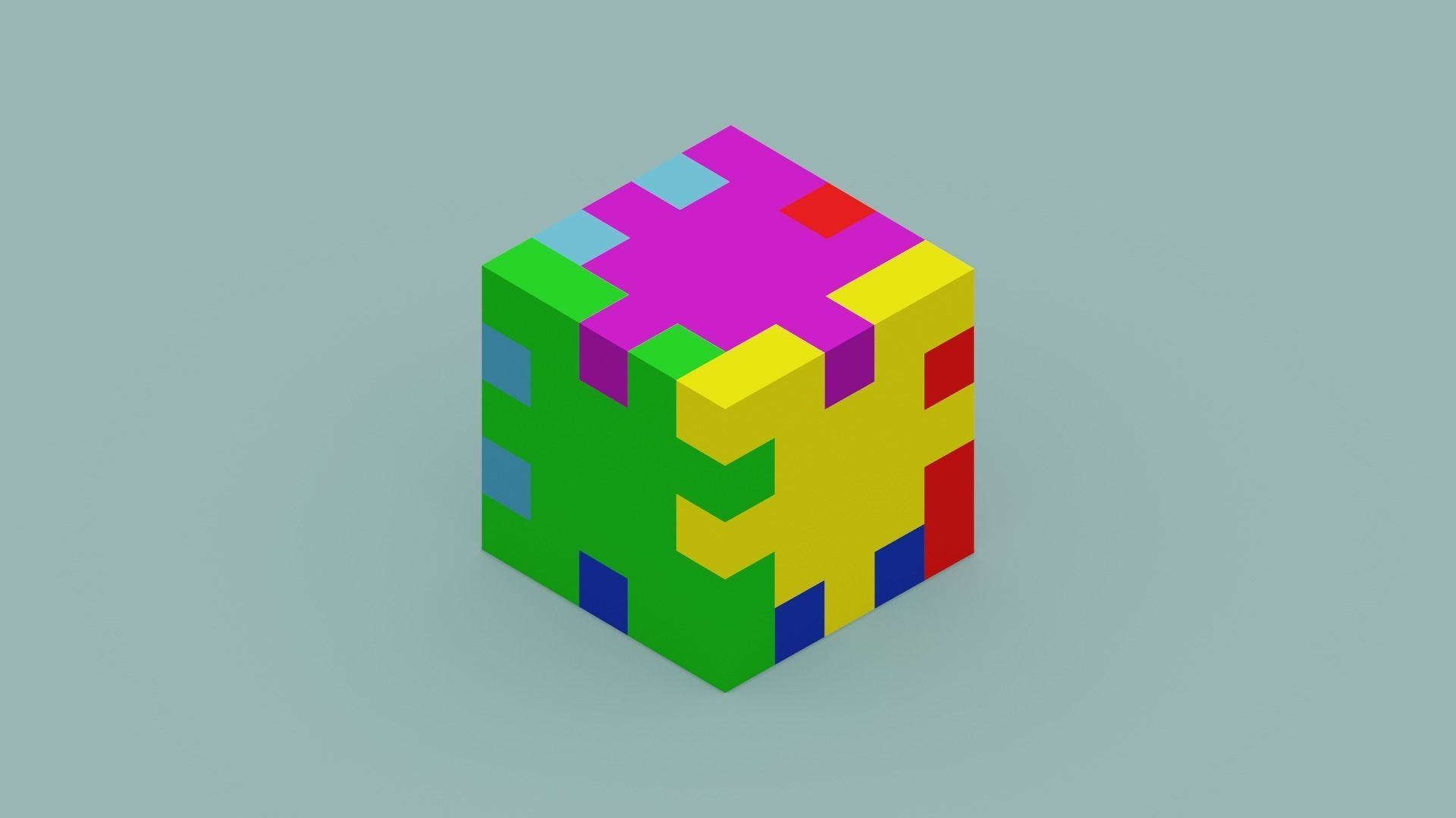 Cube Puzzle Low-poly 3D model_16