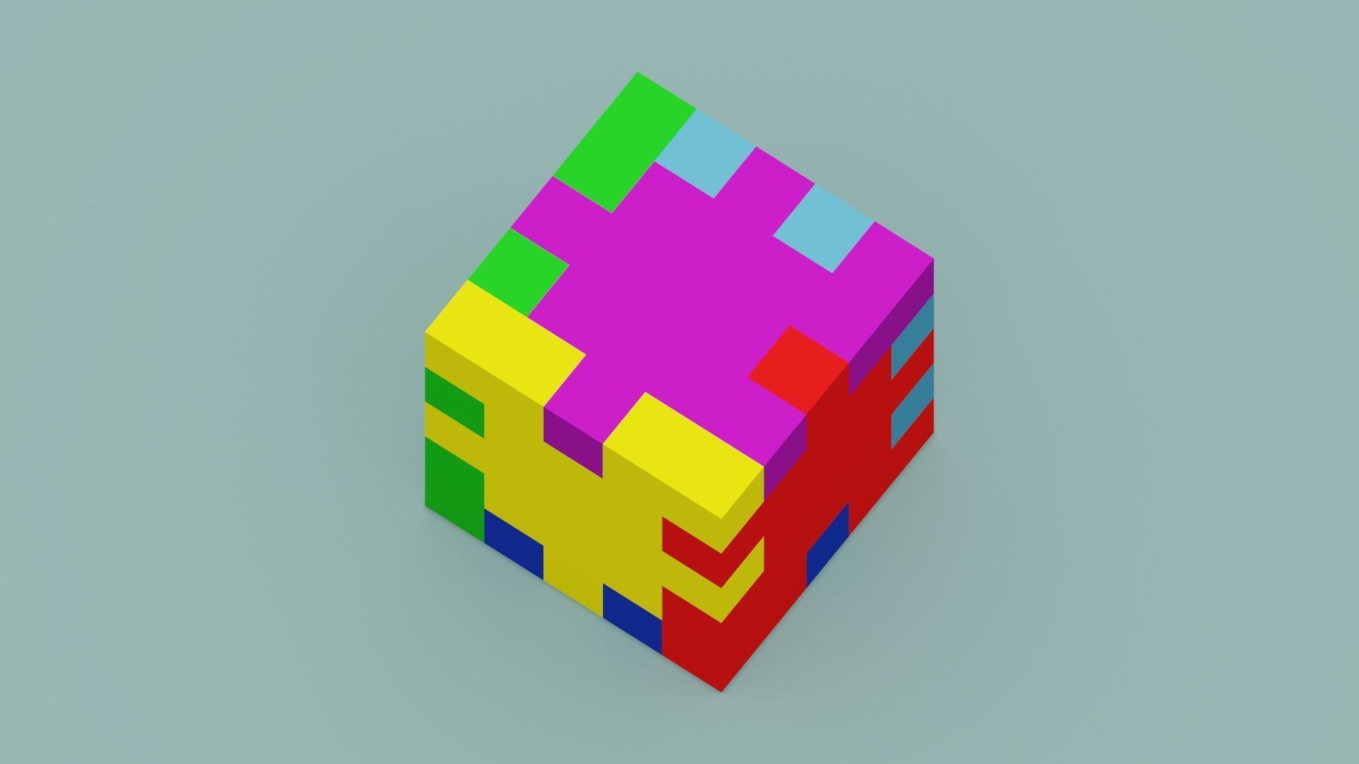 Cube Puzzle Low-poly 3D model_2