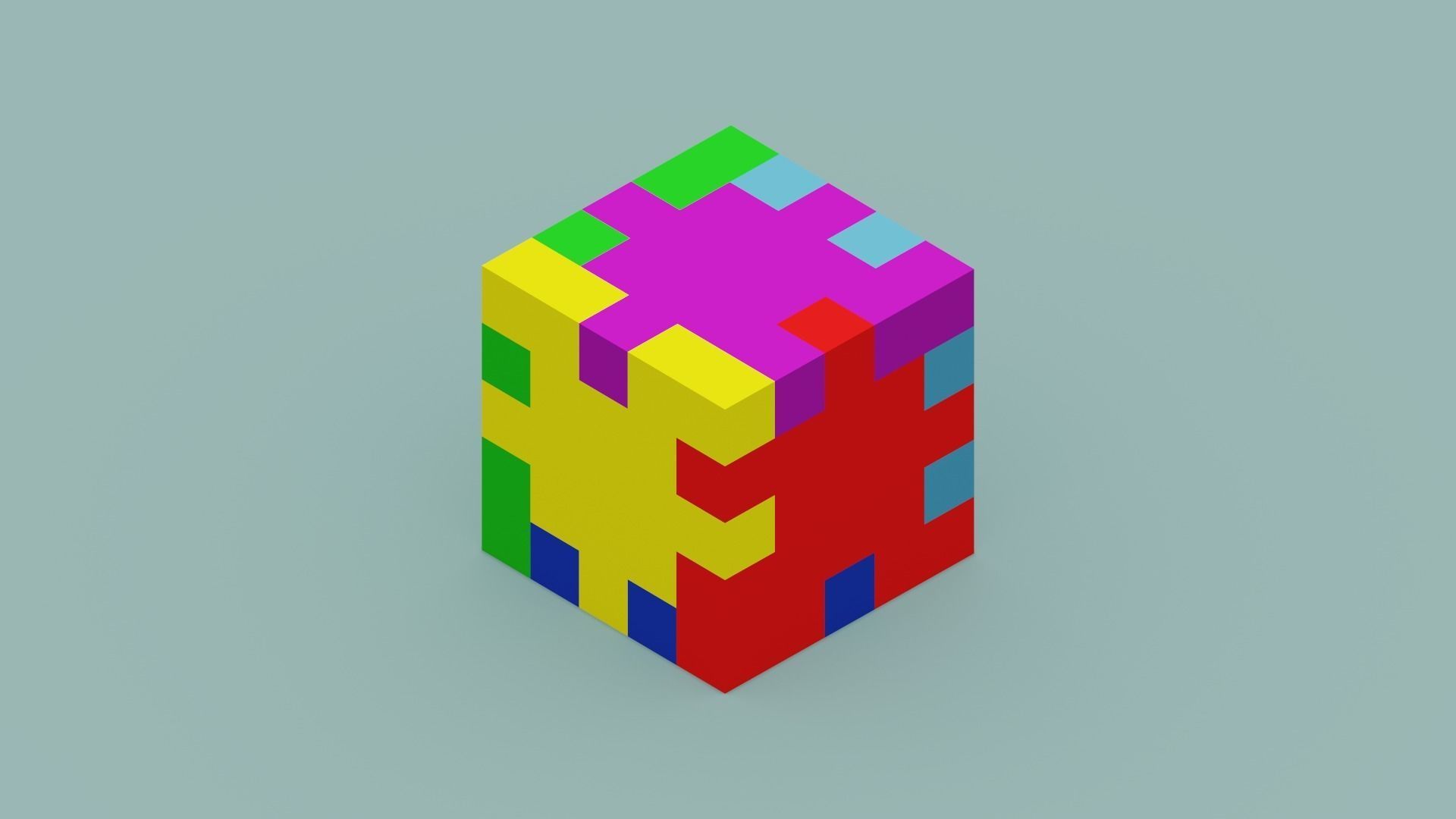 Cube Puzzle Low-poly 3D model_3