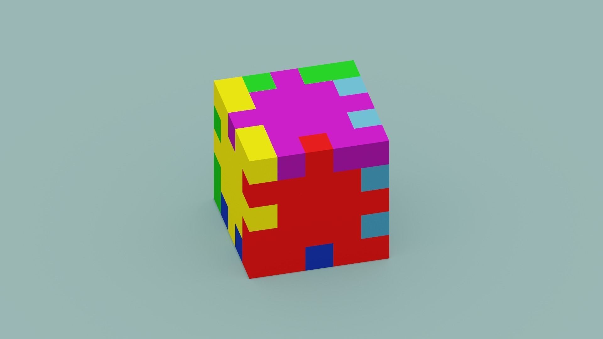 Cube Puzzle Low-poly 3D model_4