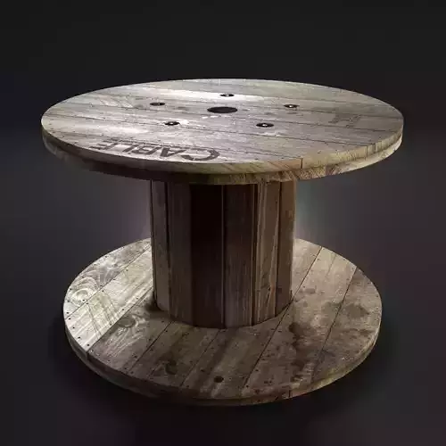 Wood Cable Reel Low-poly 3D model