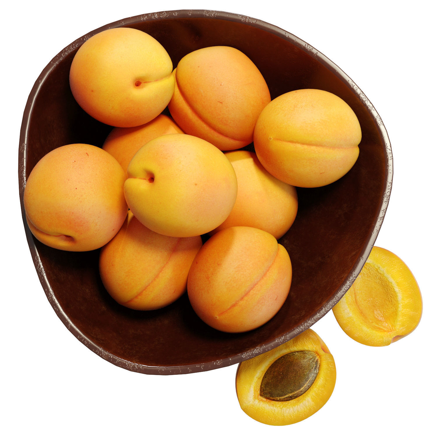 Food Set 13 - Bowl with Apricots 3D model_2