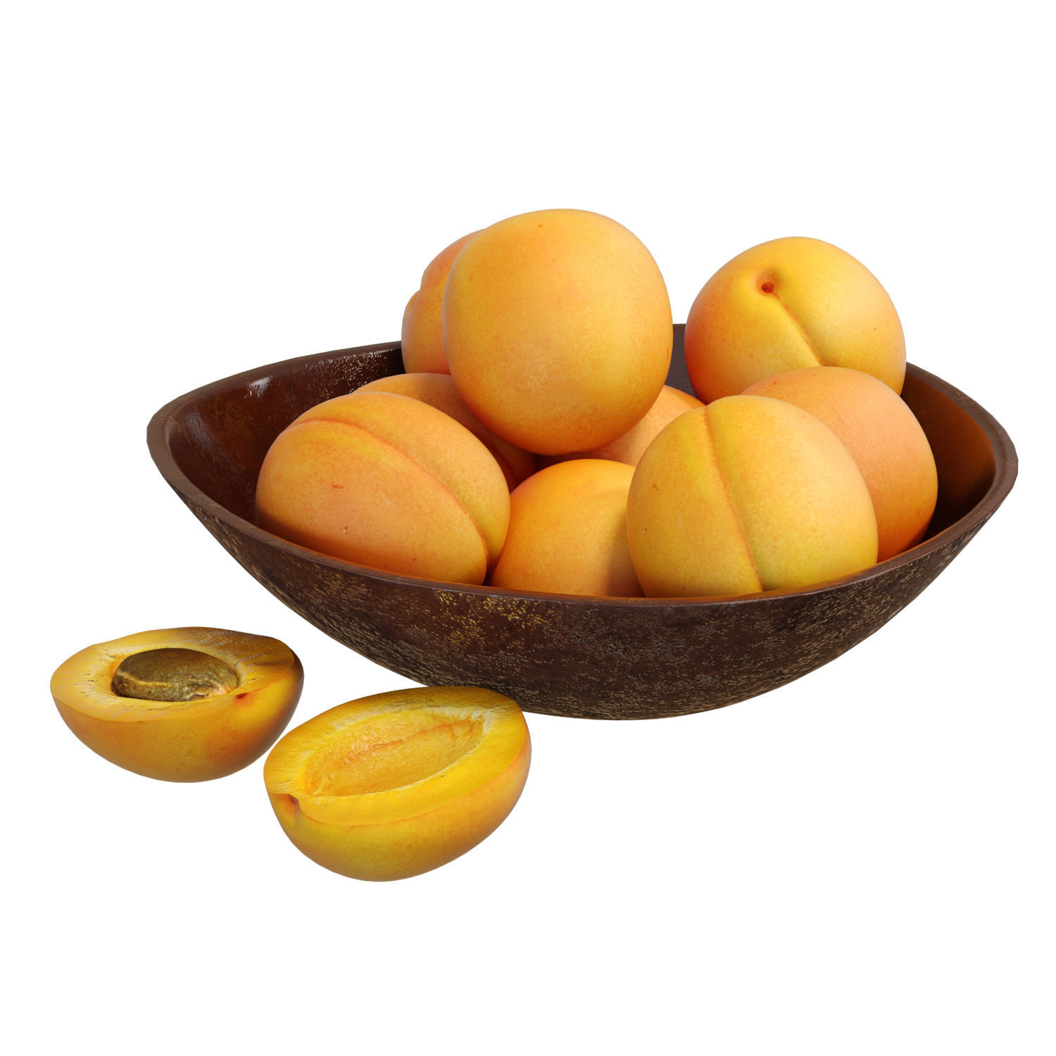Food Set 13 - Bowl with Apricots 3D model_4