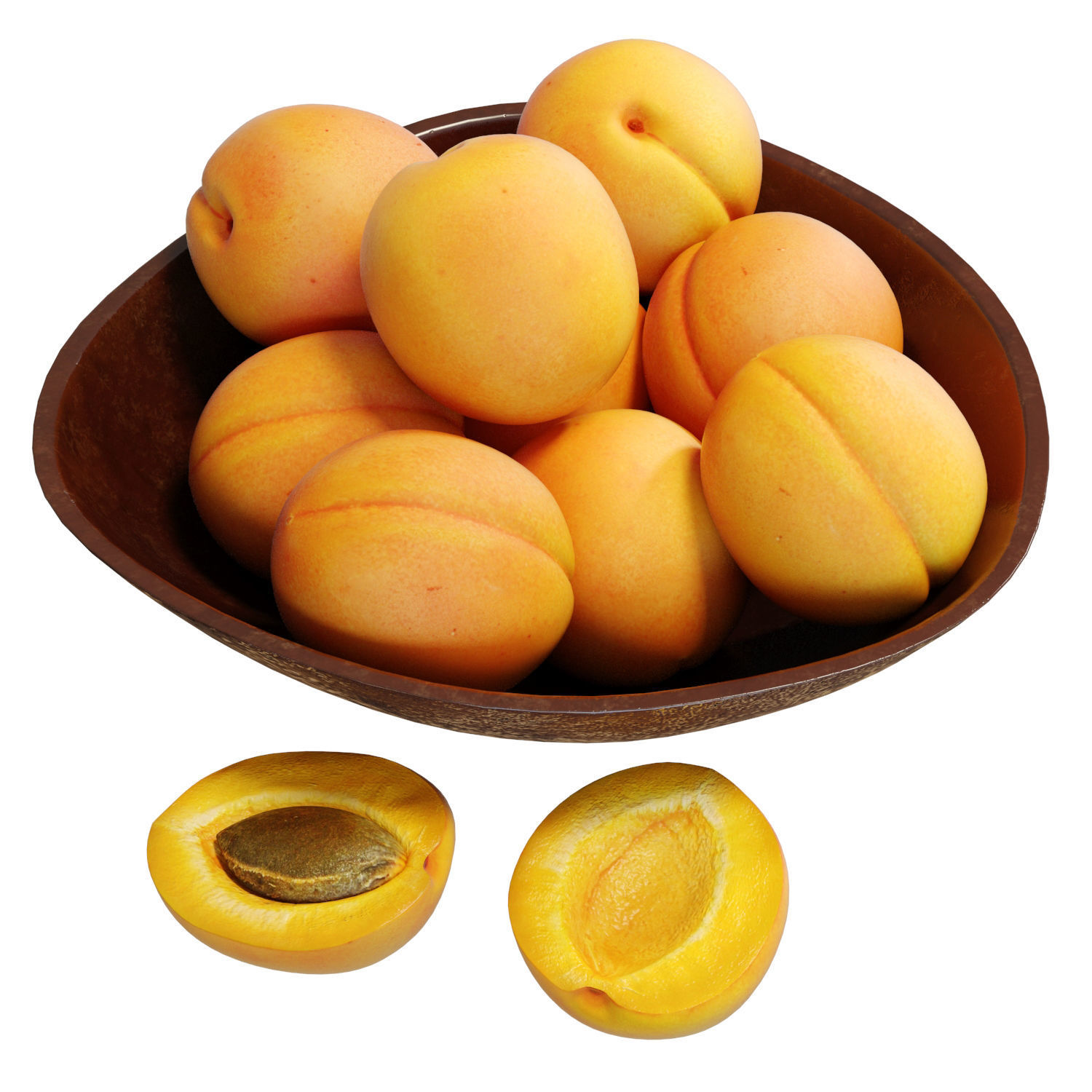 Food Set 13 - Bowl with Apricots 3D model_1