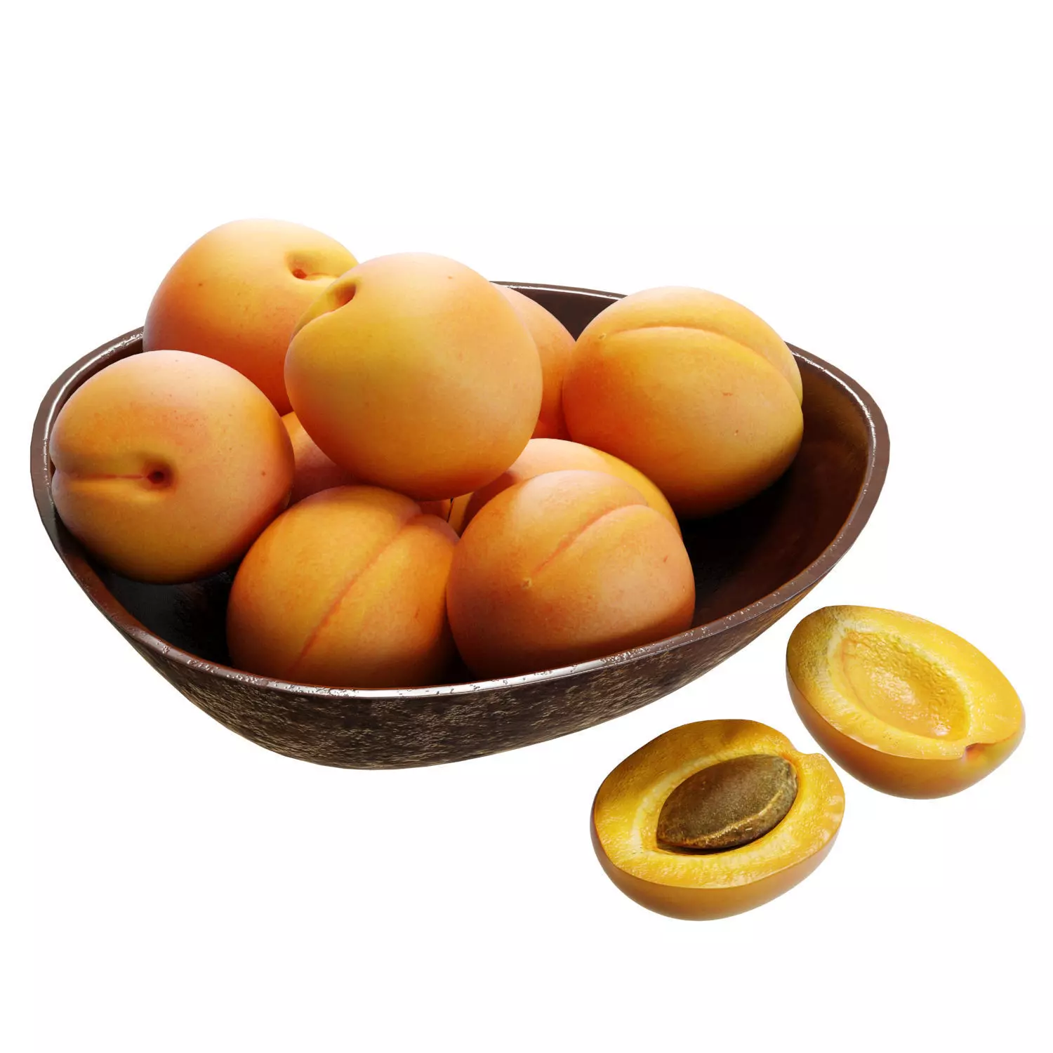 Food Set 13 - Bowl with Apricots 3D model_0