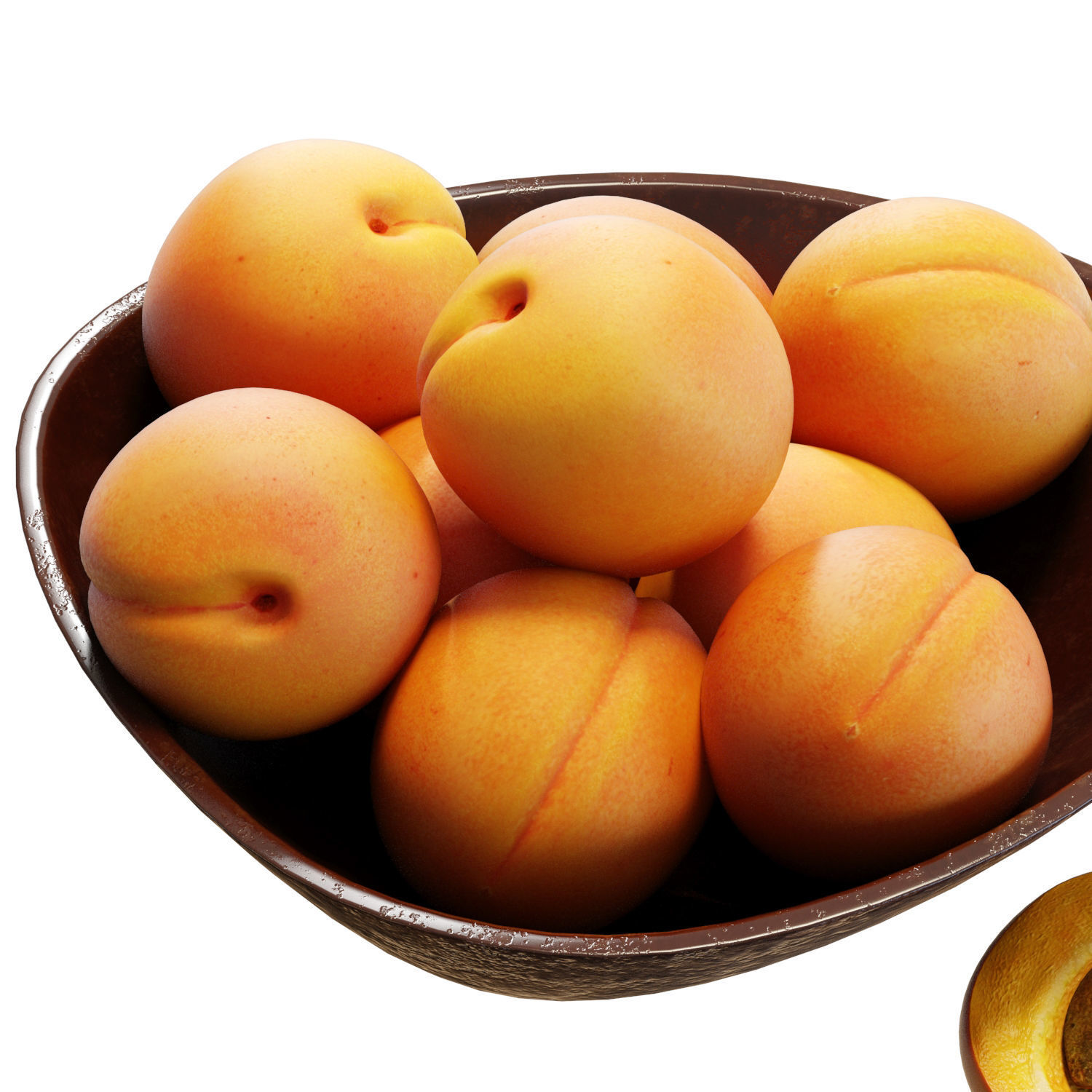 Food Set 13 - Bowl with Apricots 3D model_3