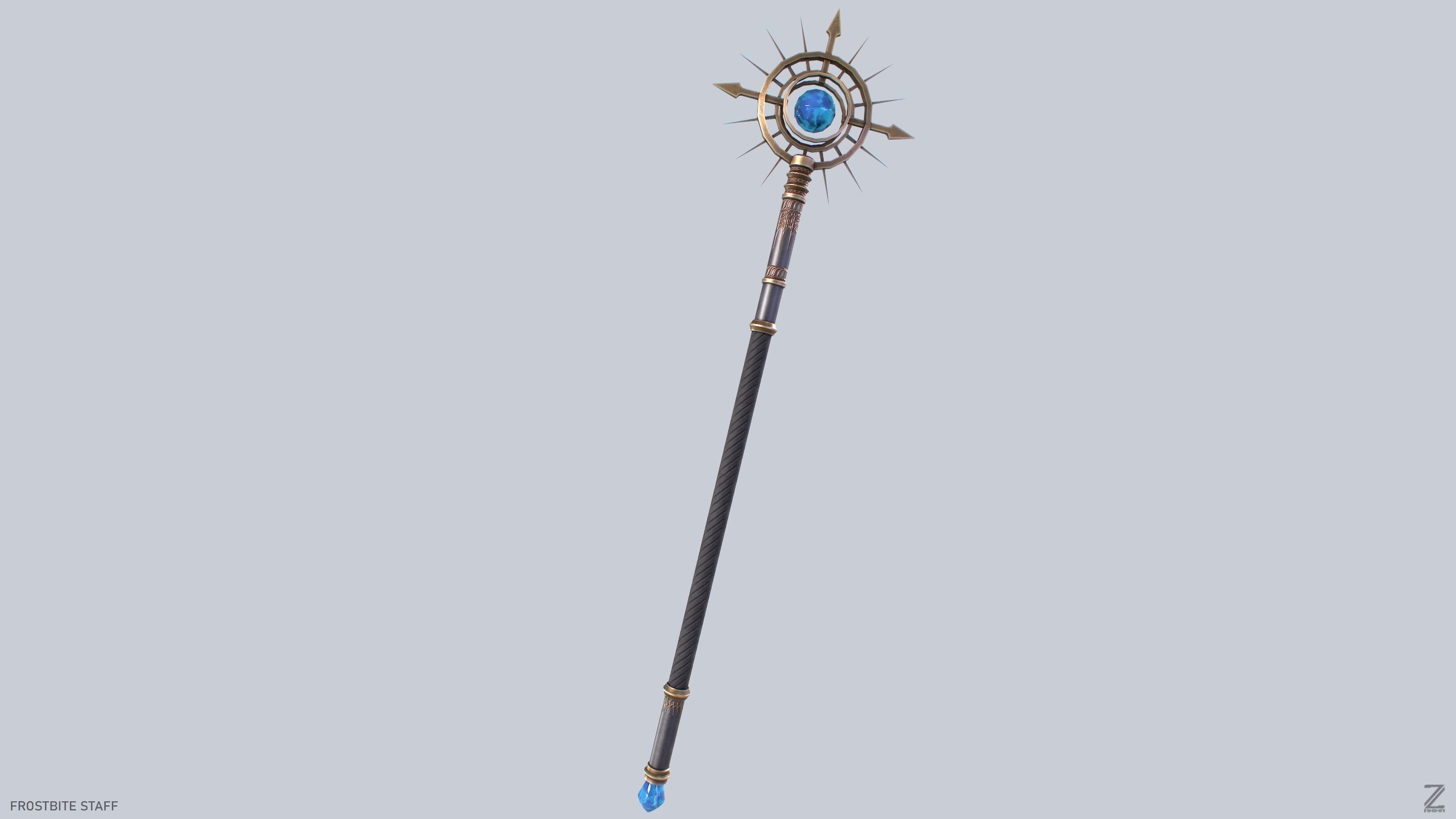 Frostbite staff Low-poly 3D model_6