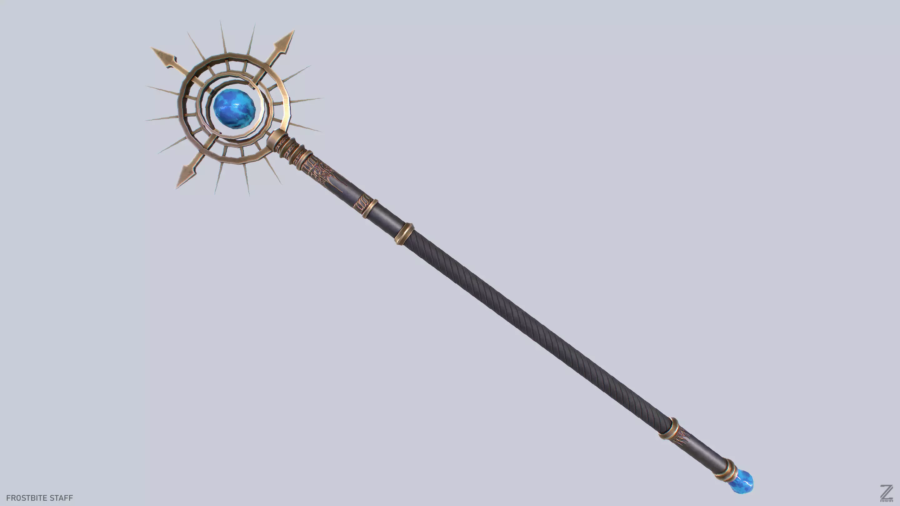 Frostbite staff Low-poly 3D model_0