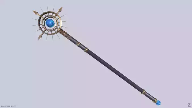 Frostbite staff Low-poly 3D model